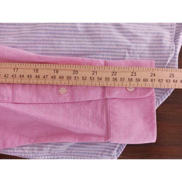 Vineyard Vine Mens Size M Button Up Pink and Green Sleeves Stripe Long Sleeves - Picture 8 of 10